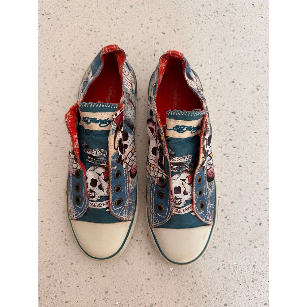 Ed Hardy Women’s Skull Tattoo Graphic High Top Sneakers Size 8 Y2K Vintage Style - Picture 11 of 13
